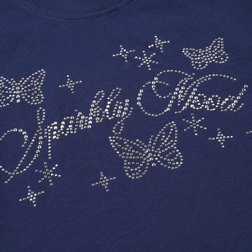 Girls Jersey/Terry T-Shirt H/S Sparkly Mood-Navy Blue