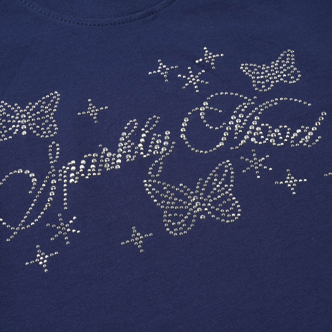 Girls Jersey/Terry T-Shirt Sparkly Mood - Navy Blue