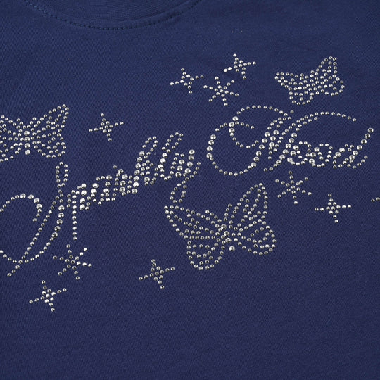 Girls Jersey/Terry T-Shirt Sparkly Mood - Navy Blue