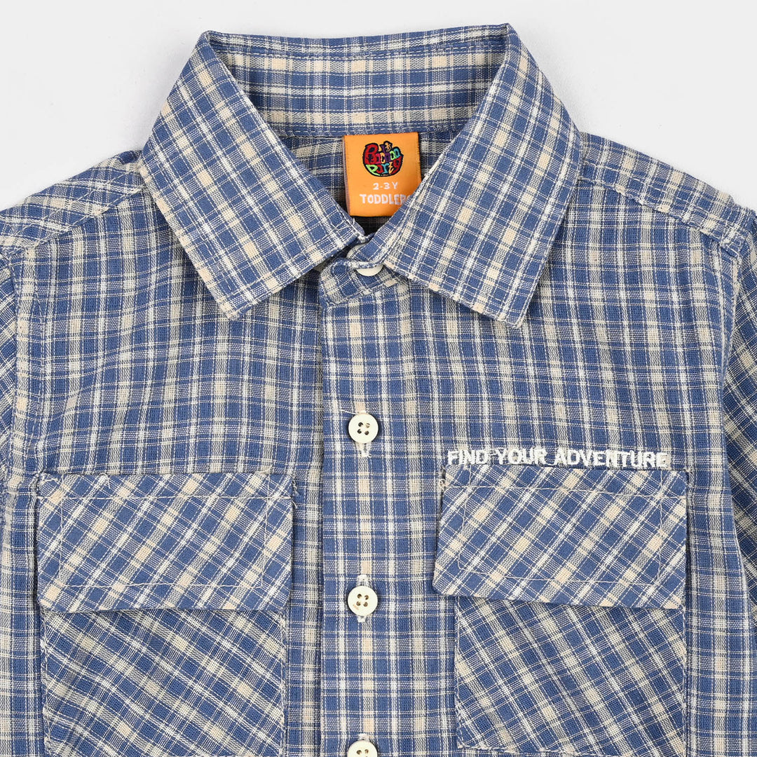 Boys Cotton Casual Shirt H/S Find Your Adventure-BLUE