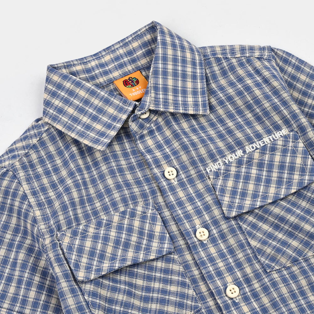 Boys Cotton Casual Shirt H/S Find Your Adventure-BLUE