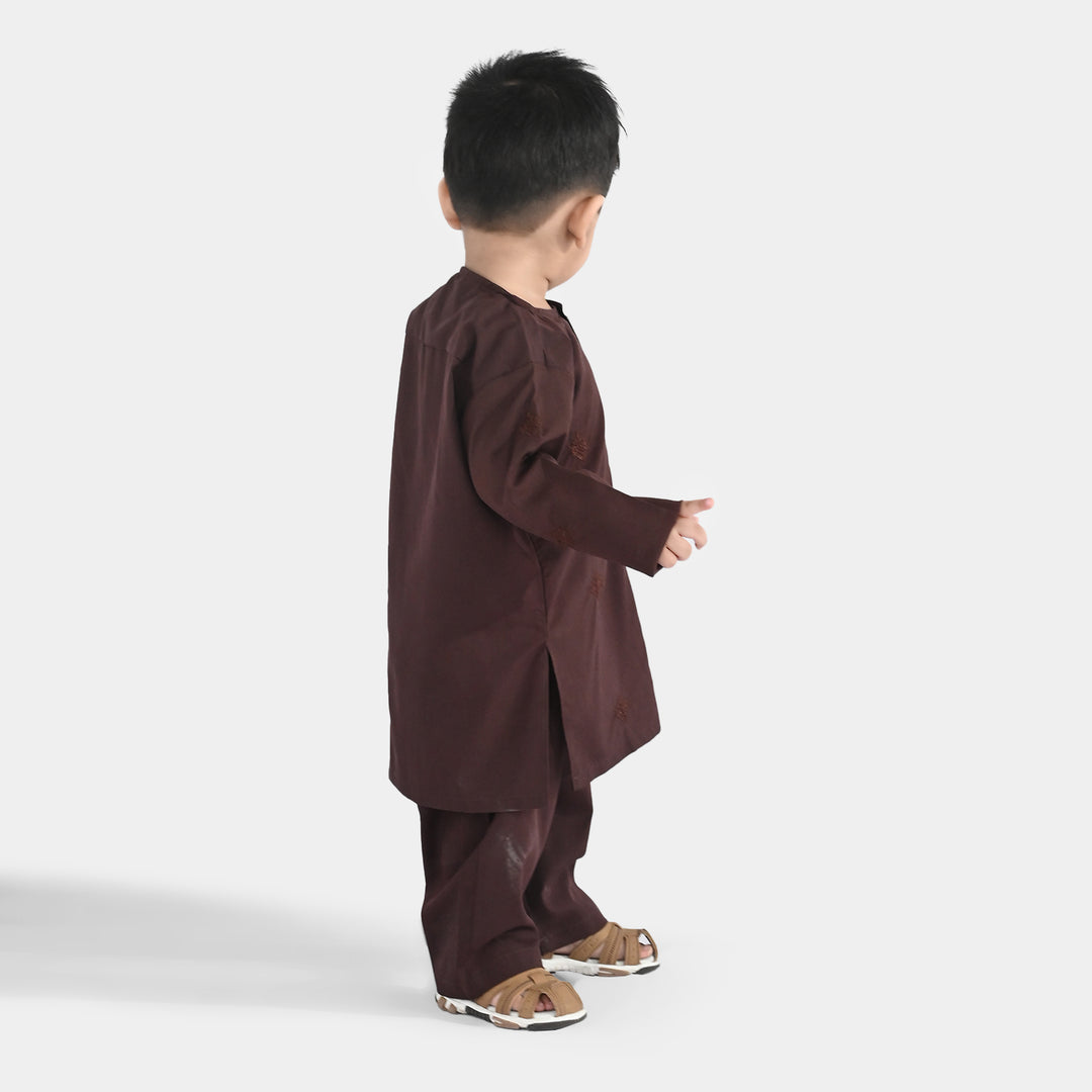 Infant Boys Poly Viscose Kurta Pajama (Choco) - Brown