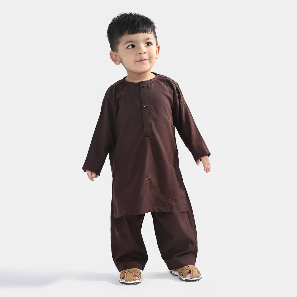 Infant Boys Poly Viscose Kurta Pajama (Choco) - Brown