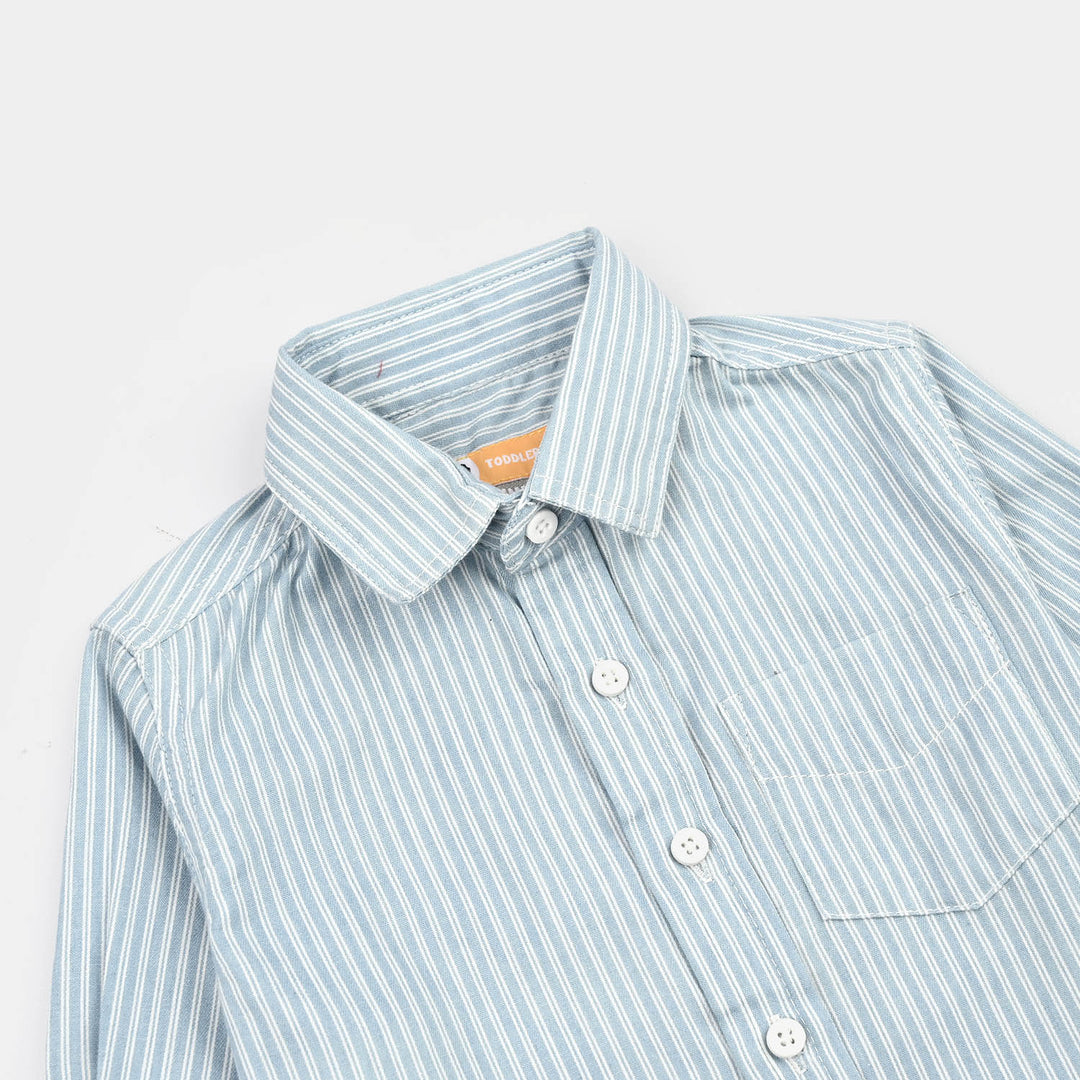 Boys Cotton Casual Shirt F/S Striper-BLUE