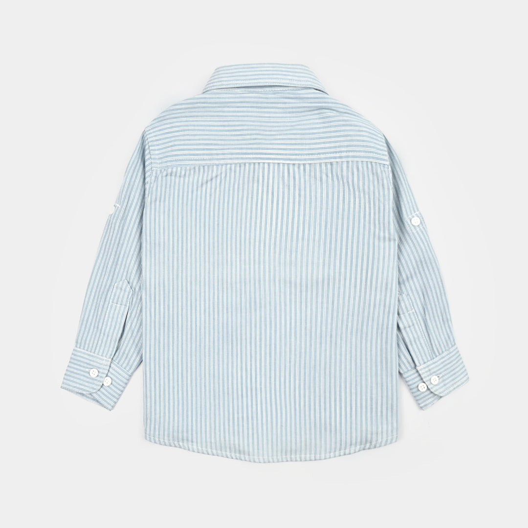 Boys Cotton Casual Shirt F/S Striper-BLUE