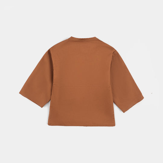 Infants Vest Brown - Smiley Face-BROWN