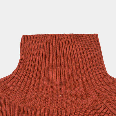 Teens Unisex Acrylic Turtle Neck Sweater-Rust