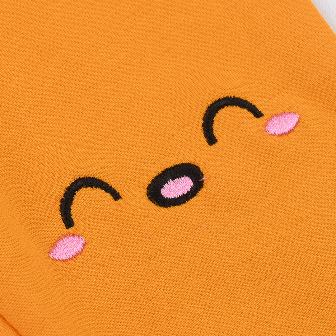 Infant Girls Lycra Jersey Emb Tights Laugh-Yellow