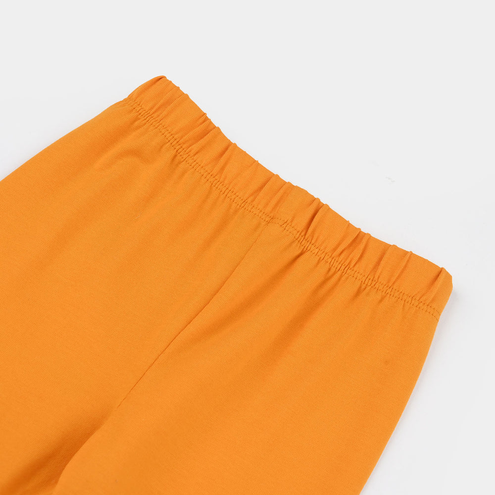 Infant Girls Lycra Jersey Emb Tights Laugh-Yellow