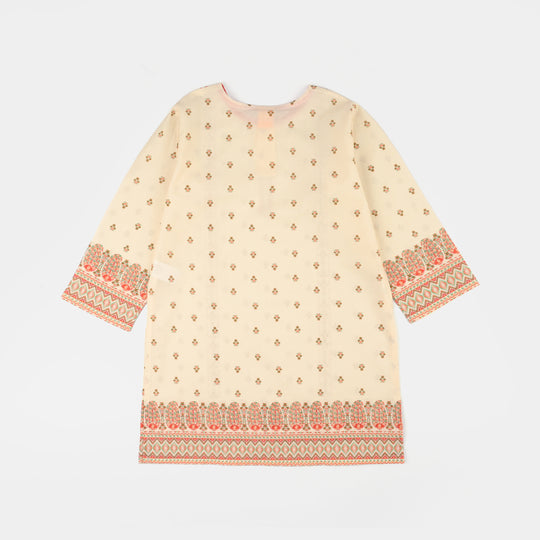 Girls Cotton Printed Kurti (Aelia) - Cream