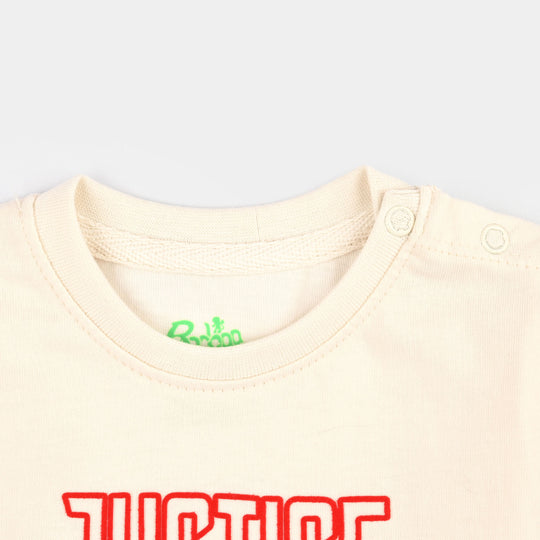 Infant Boys Jersey/Terry T-Shirt H/S Justice League-Off White