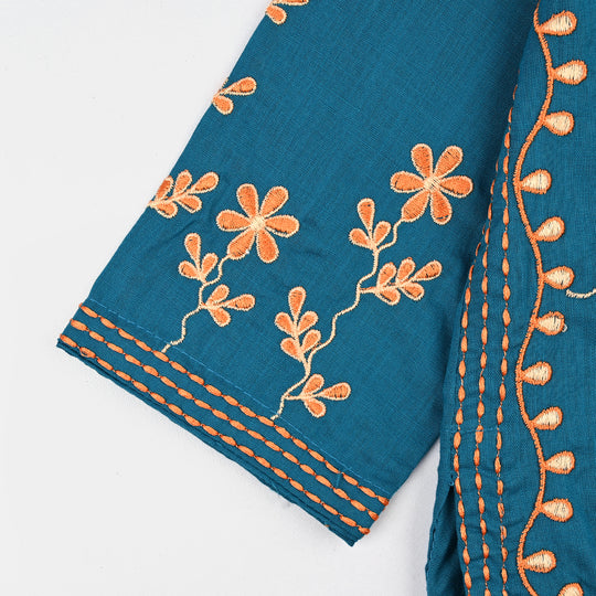 Girls Cotton Slub EMB 2 Pc Suit Noori-BLUE