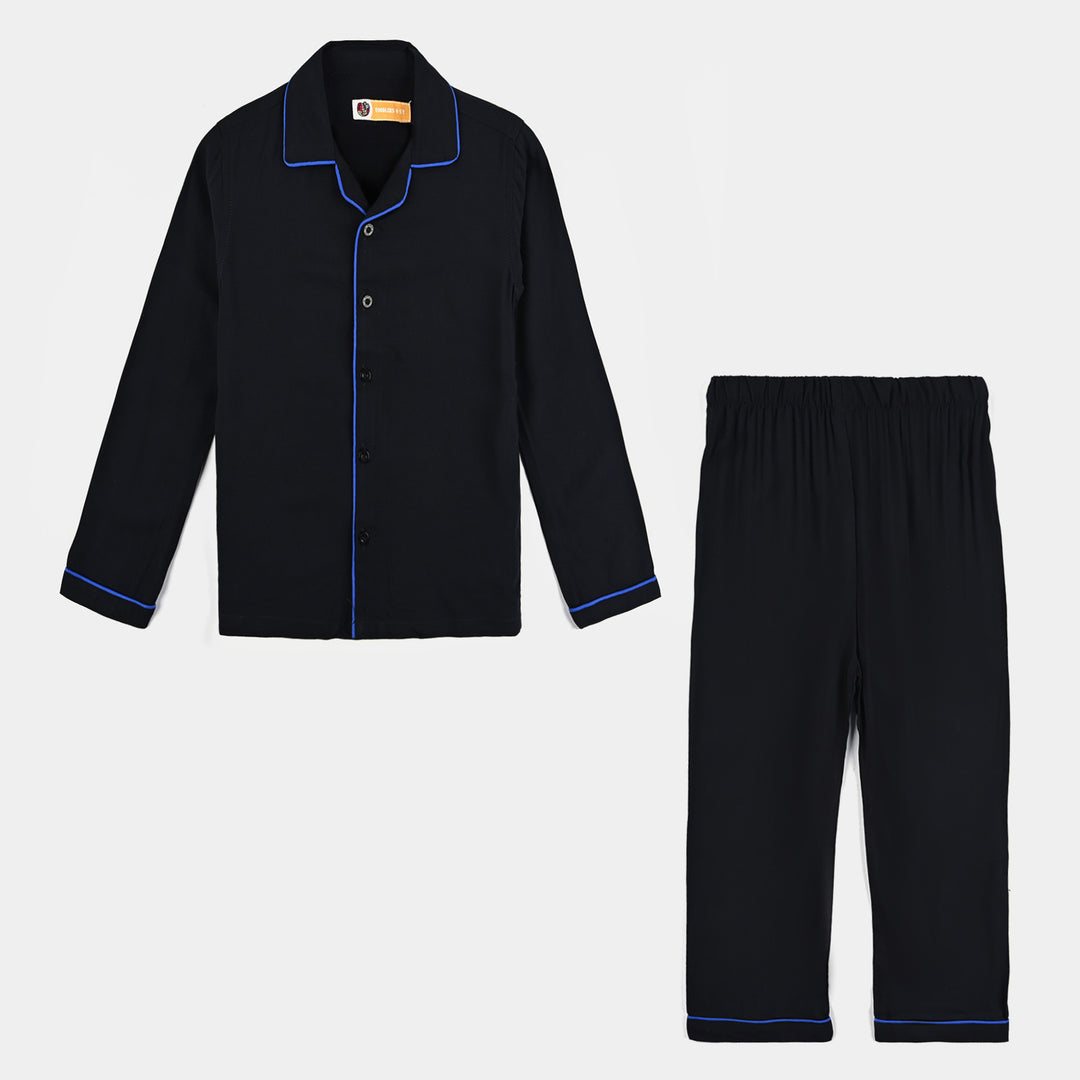 Boys Viscose NightWear Plain Black-BLACK