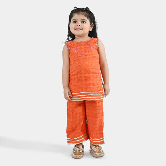 Infant Girls Jacquard 2-Piece Suit (Choti) - Rust/Orange