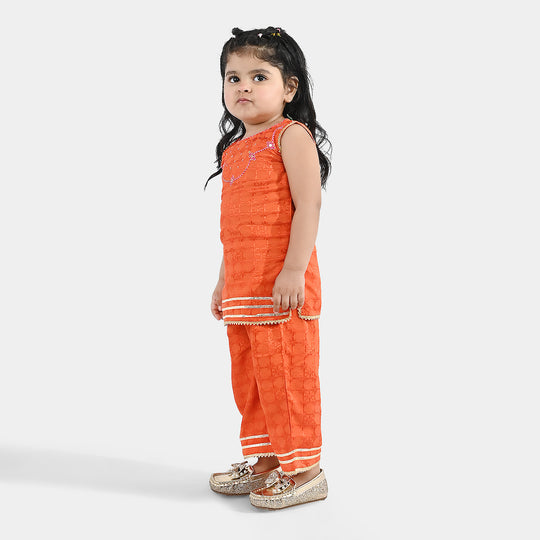 Infant Girls Jacquard 2-Piece Suit (Choti) - Rust/Orange