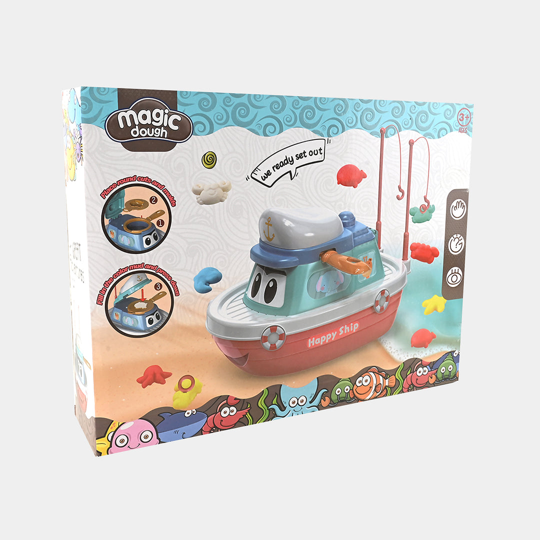 Cartoon Fishing Boat Color Mud Machine For kids