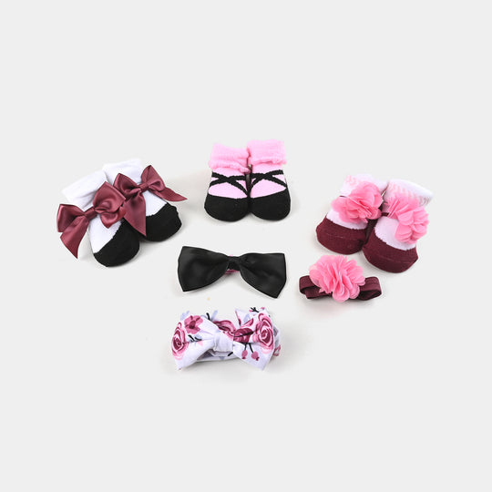 BABY BOOTIES AND HEADBANDS 6PCS SET