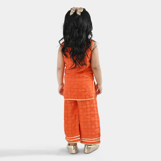 Infant Girls Jacquard 2-Piece Suit (Choti) - Rust/Orange