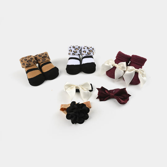 BABY BOOTIES AND HEADBANDS 6PCS SET