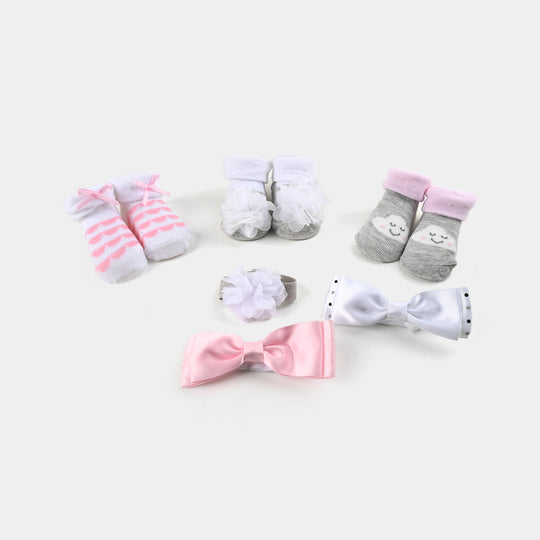 BABY BOOTIES AND HEADBANDS 6PCS SET