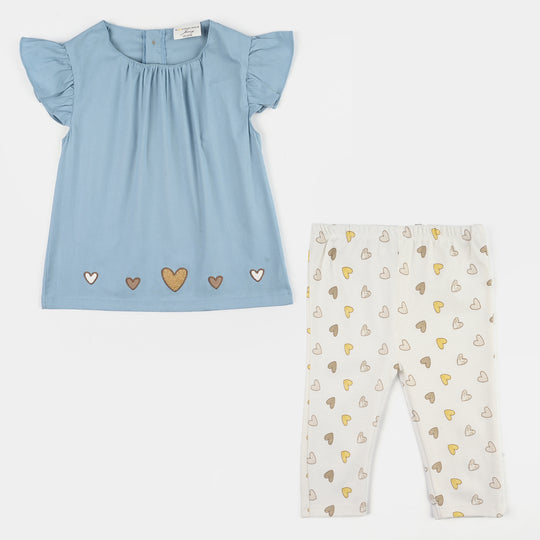 Infant Girls Jersey/Terry 2Pc Suit 287-070-BLUE