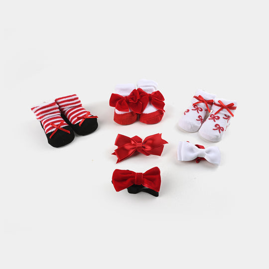 BABY BOOTIES AND HEADBANDS 6PCS SET