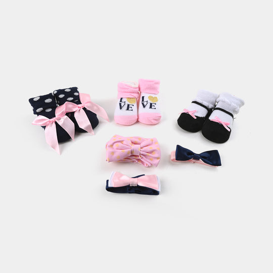 BABY BOOTIES AND HEADBANDS 6PCS SET