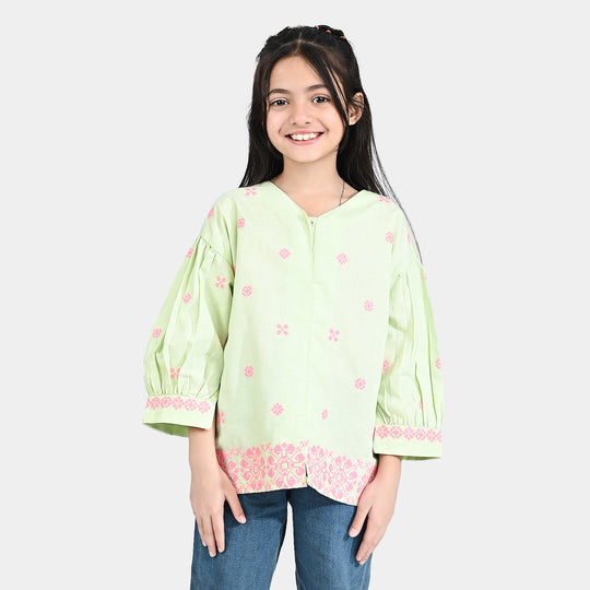 Girls Oxford Emb Top Cross -Mint Green