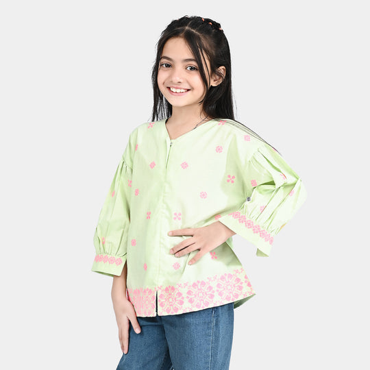 Girls Oxford Emb Top Cross -Mint Green