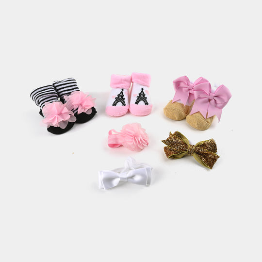 BABY BOOTIES AND HEADBANDS 6PCS SET