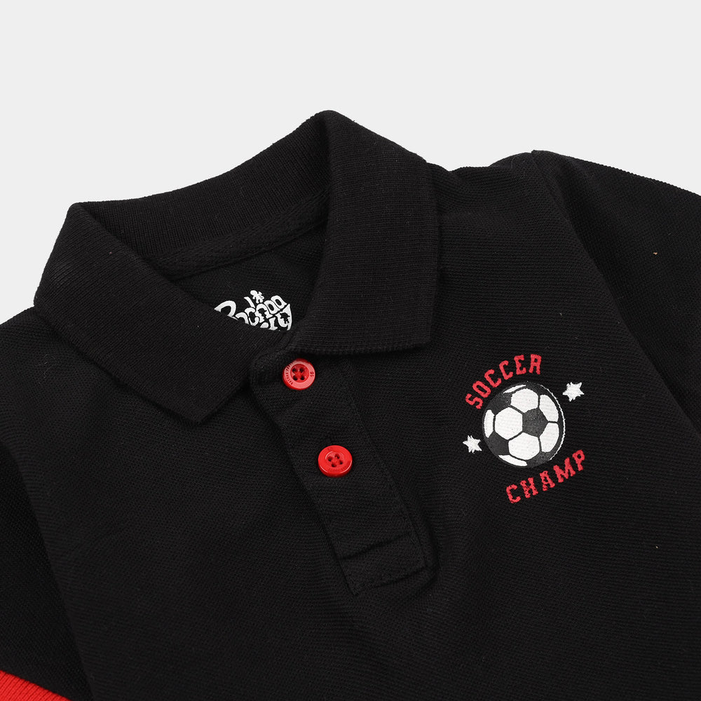Infant Boys Cotton PK Polo Soccer Champ-Jet Black