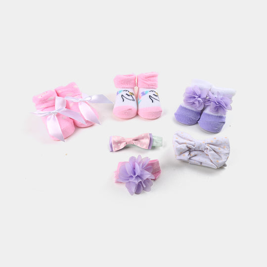 BABY BOOTIES AND HEADBANDS 6PCS SET