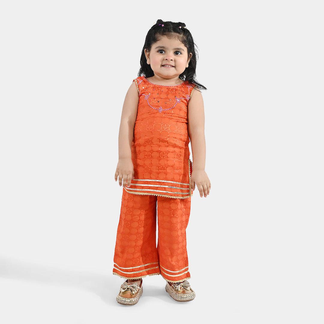 Infant Girls Jacquard 2-Piece Suit (Choti) - Rust/Orange