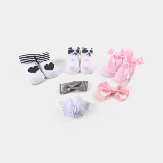 BABY BOOTIES AND HEADBANDS 6PCS SET