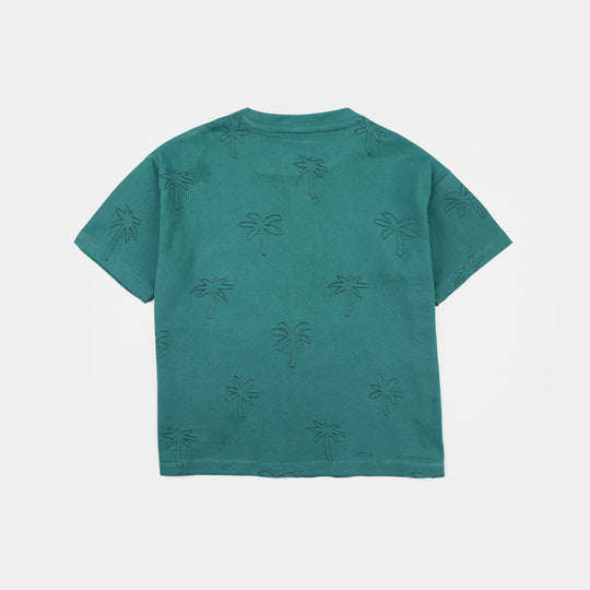 Boys Jersey/Terry T-Shirt (Dotted Palm Trees) - Green