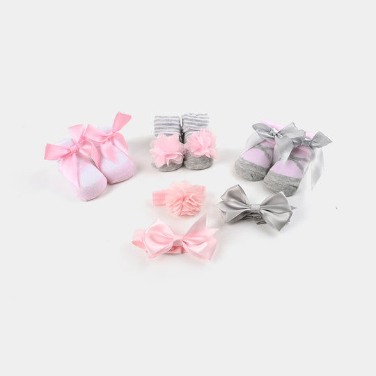 BABY BOOTIES AND HEADBANDS 6PCS SET