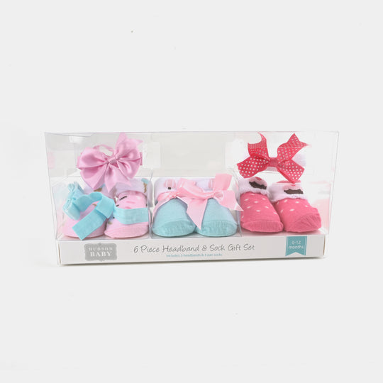 BABY BOOTIES AND HEADBANDS 6PCS SET