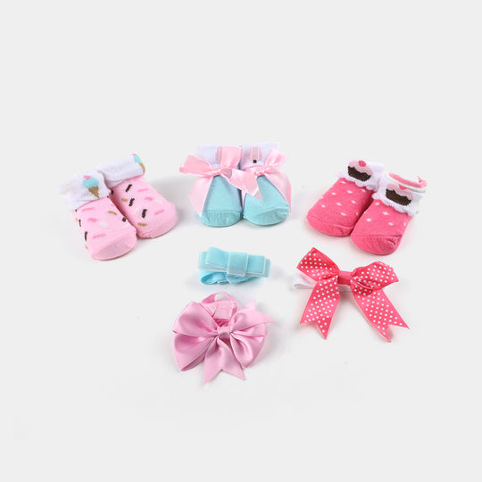 BABY BOOTIES AND HEADBANDS 6PCS SET