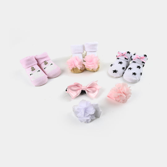 BABY BOOTIES AND HEADBANDS 6PCS SET