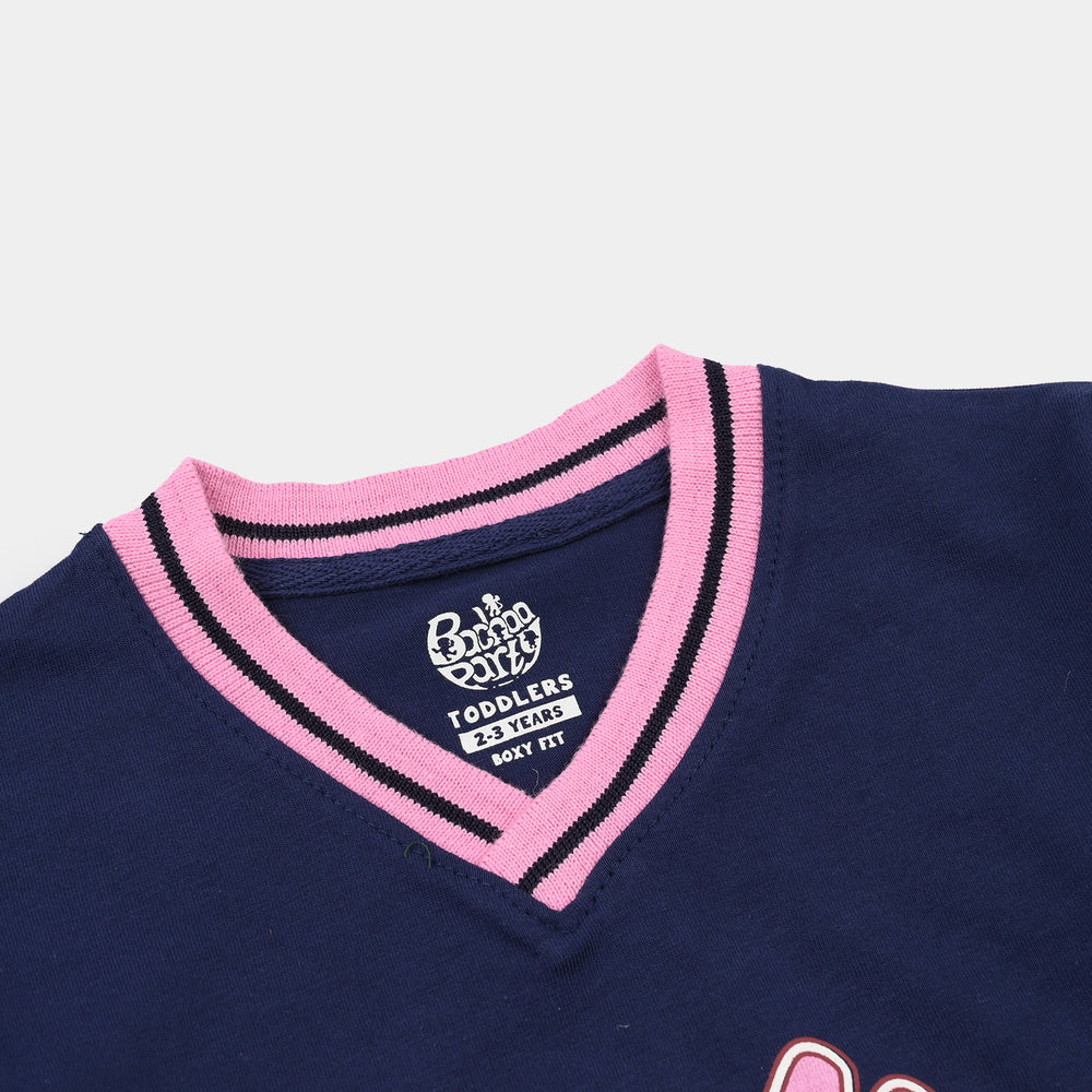 Girls Jersey/Terry T-Shirt H/S Barbie-Navy Blue