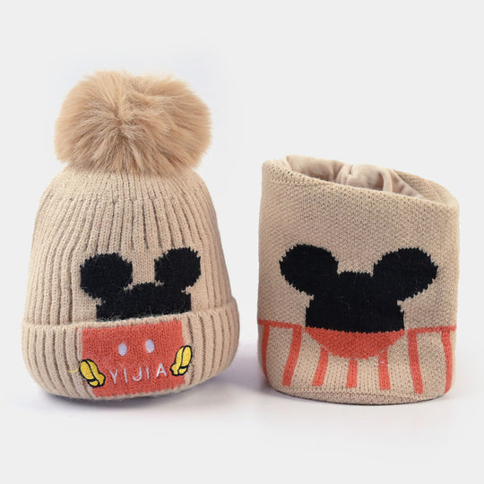 Woolen Cap/Hat + NECK WARMER 2PCs Set | 12M+