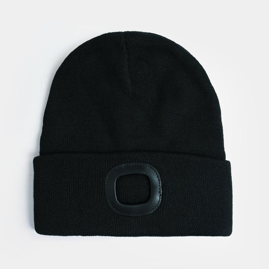 Boys Acrylic Woolen Cap-Black Patch