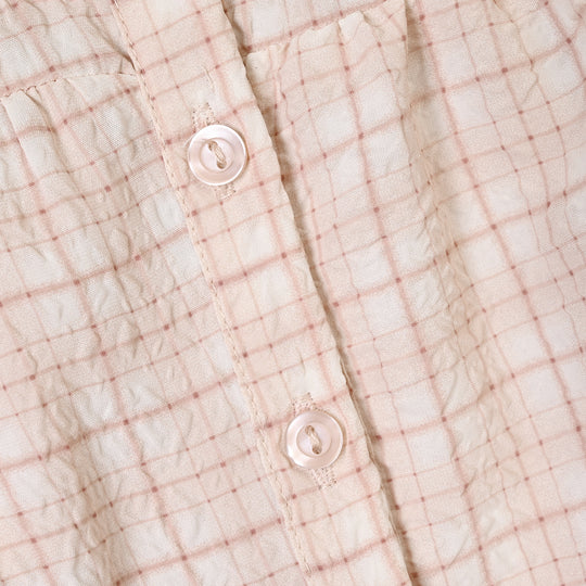 Infant Girls Poly Crinkle 2Pc Suit-CHECKERED-White.Brown.Check