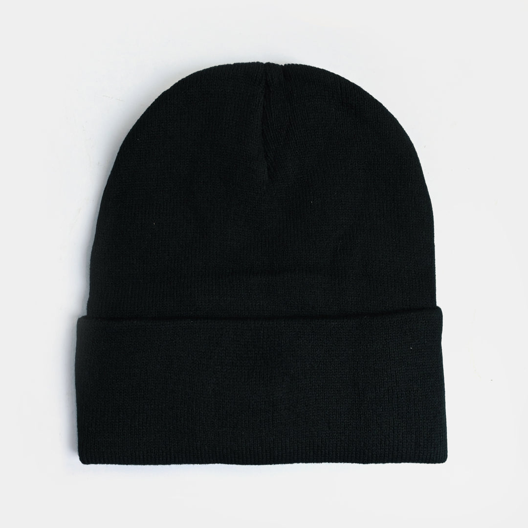 Boys Acrylic Woolen Cap-Black Patch