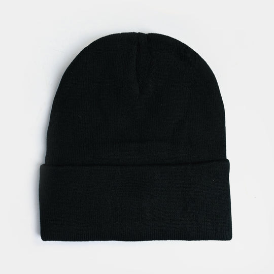 Boys Acrylic Woolen Cap-Black Patch