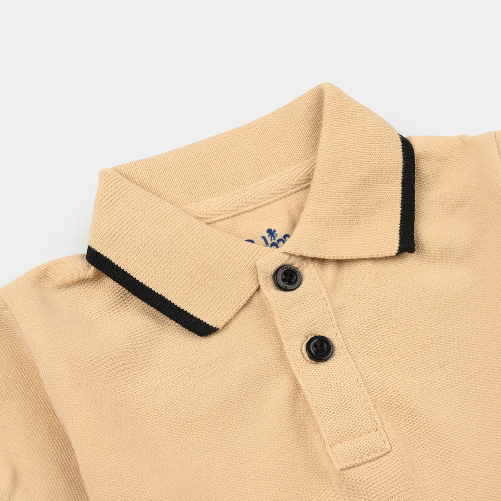 Infant Boys Cotton PK Polo Crocodile-Warm.Sand