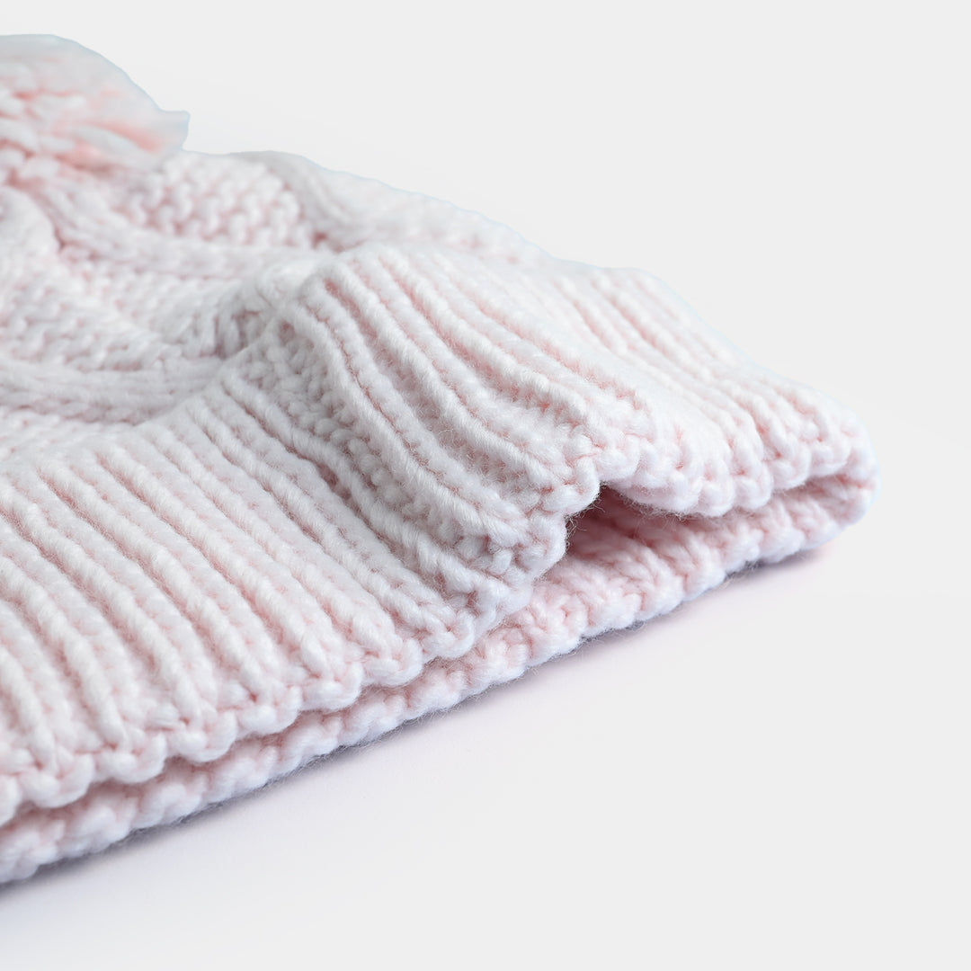 Girls Acrylic Woolen Cap-Tribe-LT.Pink