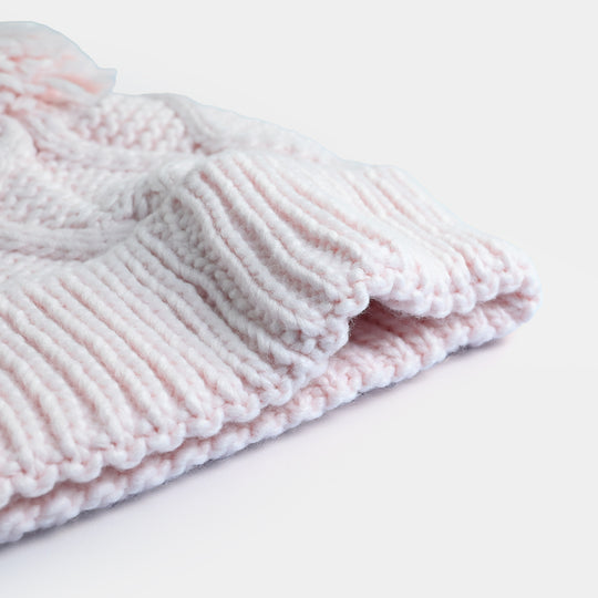 Girls Acrylic Woolen Cap-Tribe-LT.Pink
