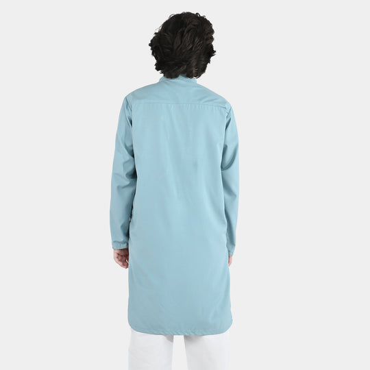 Boys Poly Viscose Embroidered Kurta (Pleasant) - Sky Grey