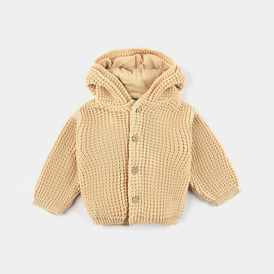 Infant Unisex Acrylic Sweater Hooded-BEIGE